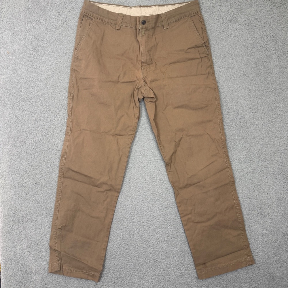 Columbia Mens Regular Fit Utility Workwear Pants Brown Stretch Canvas 38x32